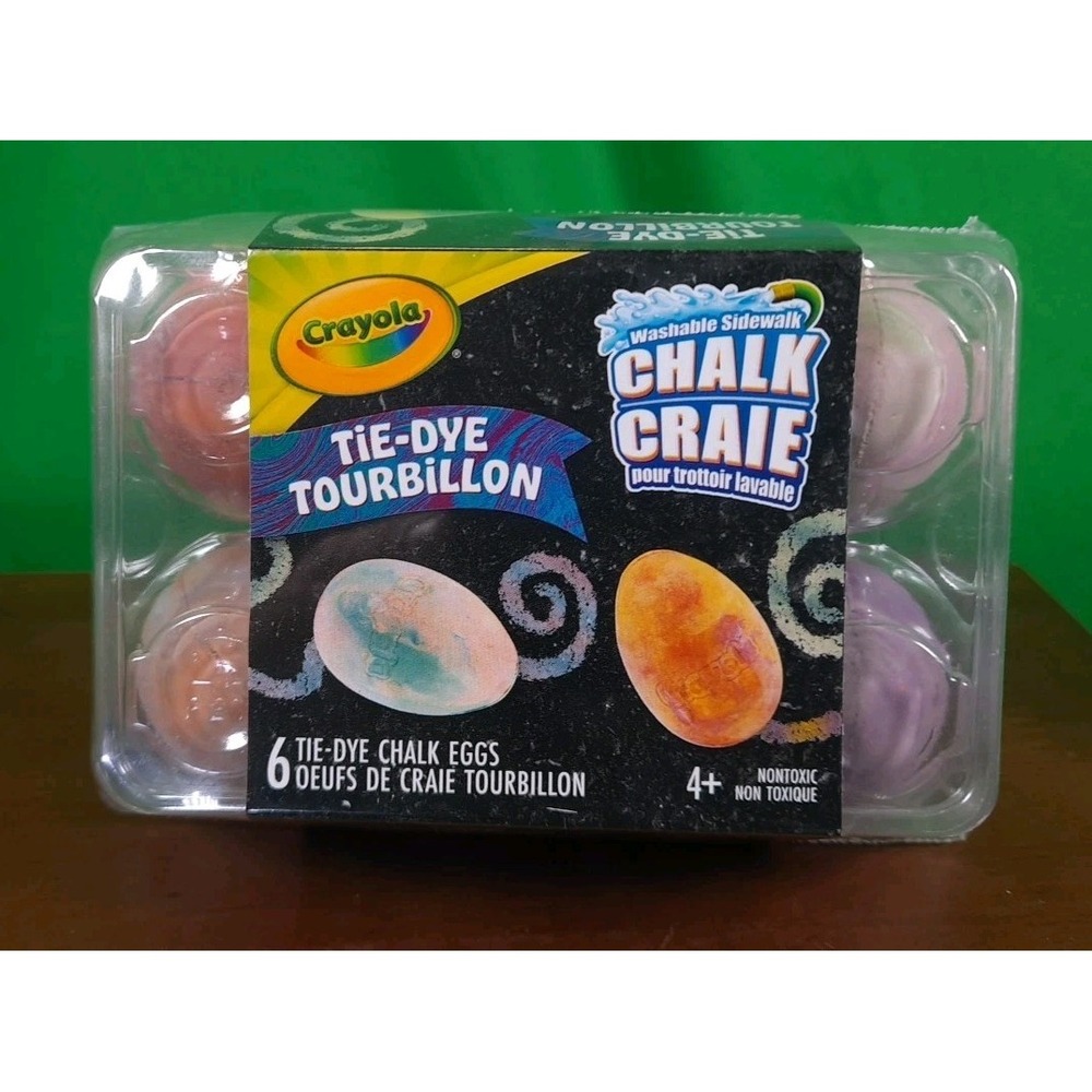 Set Of 6 Crayola Tie-Dye Tourbillion Washable Sidewalk Chalk Egg Shaped
